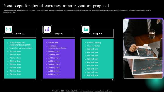 Next Steps For Digital Currency Mining Venture Proposal Summary PDF