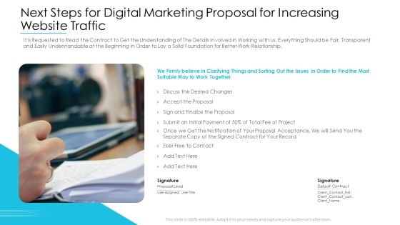 Next Steps For Digital Marketing Proposal For Increasing Website Traffic Mockup PDF