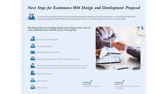 Next Steps For Ecommerce Web Design And Development Proposal Ppt Layouts Styles PDF