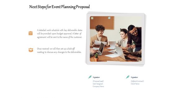 Next Steps For Event Planning Proposal Ppt PowerPoint Presentation Gallery Files PDF