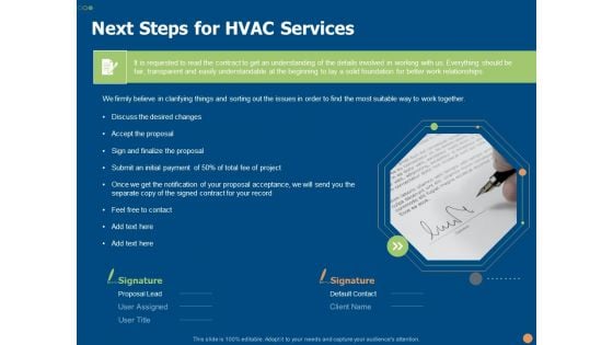 Next Steps For HVAC Services Ppt PowerPoint Presentation Infographic Template Aids PDF