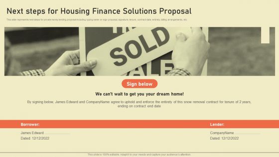 Next Steps For Housing Finance Solutions Proposal Ppt Infographic Template Icon PDF