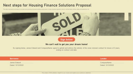 Next Steps For Housing Finance Solutions Proposal Ppt Infographic Template Icon PDF