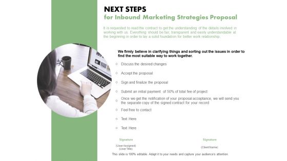 Next Steps For Inbound Marketing Strategies Proposal Ppt PowerPoint Presentation Icon Elements