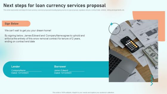 Next Steps For Loan Currency Services Proposal Ppt Layouts Template PDF