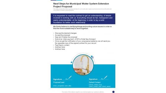 Next Steps For Municipal Water System Extension Project Proposal One Pager Sample Example Document Next Steps For Municipal Water System Extension Project Proposal One Pager Sample Example Document