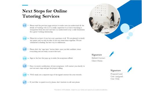 Next Steps For Online Tutoring Services Ppt PowerPoint Presentation Icon Aids PDF