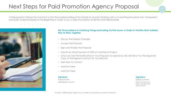 Next Steps For Paid Promotion Agency Proposal Download PDF