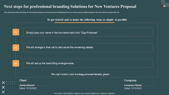 Next Steps For Professional Branding Solutions For New Ventures Proposal Pictures PDF Next Steps For Professional Branding Solutions For New Ventures Proposal Pictures PDF