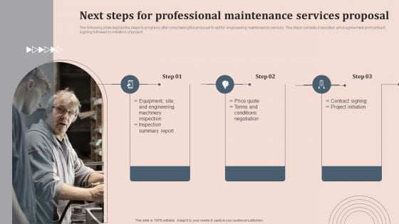 Next Steps For Professional Maintenance Services Proposal Infographics PDF