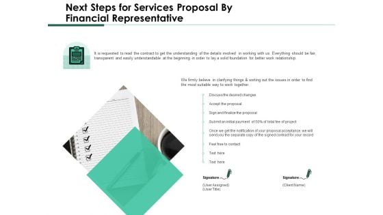 Next Steps For Services Proposal By Financial Representative Mockup PDF Next Steps For Services Proposal By Financial Representative Mockup PDF