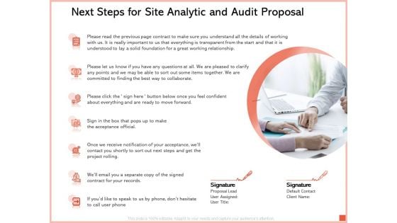 Next Steps For Site Analytic And Audit Proposal Ppt Icon Vector PDF