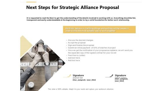 Next Steps For Strategic Alliance Proposal Ppt PowerPoint Presentation Ideas Aids