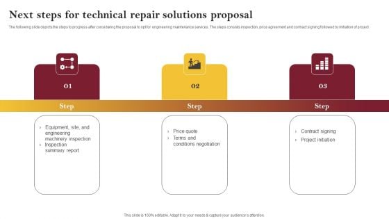 Next Steps For Technical Repair Solutions Proposal Template PDF