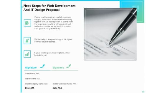 Next Steps For Web Development And IT Design Proposal Ppt PowerPoint Presentation Inspiration Guide PDF