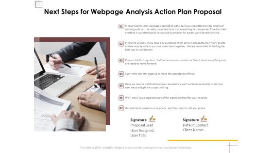 Next Steps For Webpage Analysis Action Plan Proposal Ppt PowerPoint Presentation Icon Structure PDF