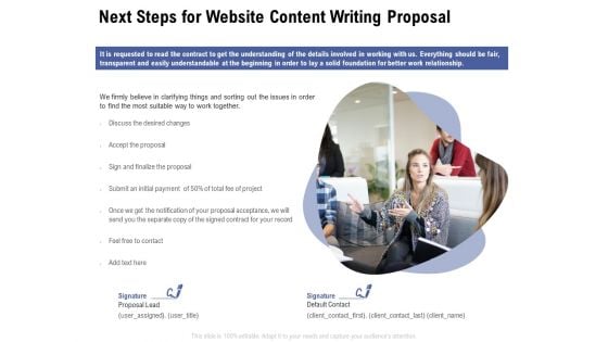 Next Steps For Website Content Writing Proposal Ppt Ideas Objects PDF