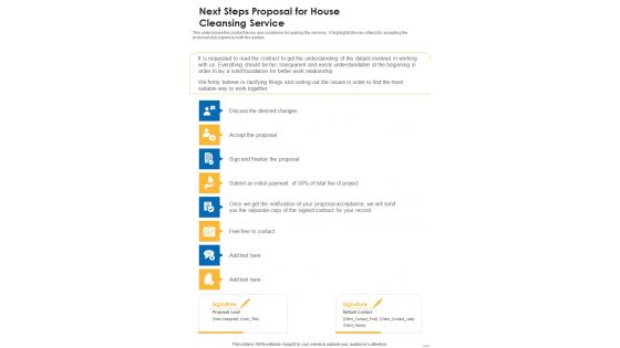 Next Steps Proposal For House Cleansing Service One Pager Sample Example Document Next Steps Proposal For House Cleansing Service One Pager Sample Example Document