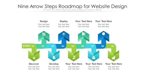 Nine Arrow Steps Roadmap For Website Design Ppt PowerPoint Presentation Icon Professional PDF