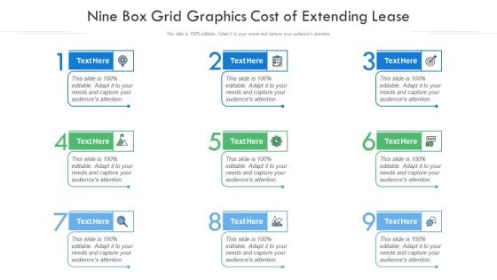 Nine Box Grid Graphics Cost Of Extending Lease Ppt PowerPoint Presentation Gallery Gridlines PDF