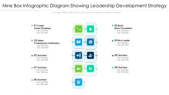 Nine Box Infographic Diagram Showing Leadership Development Strategy Ppt PowerPoint Presentation File Visual Aids PDF