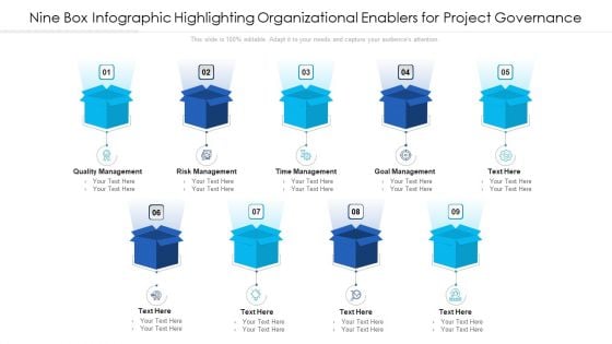 Nine Box Infographic Highlighting Organizational Enablers For Project Governance Ppt PowerPoint Presentation Icon Slides PDF Nine Box Infographic Highlighting Organizational Enablers For Project Governance Ppt PowerPoint Presentation Icon Slides PDF