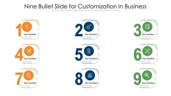 Nine Bullet Slide For Customization In Business Ppt PowerPoint Presentation Portfolio Designs Download PDF