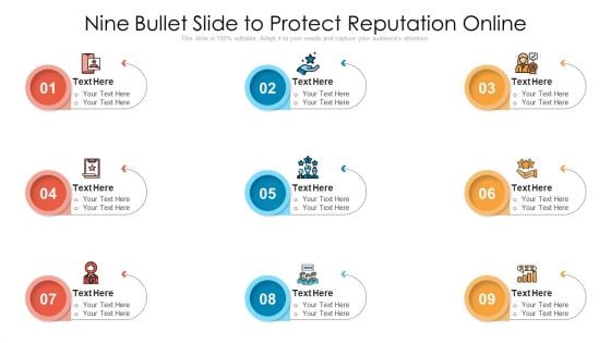 Nine Bullet Slide To Protect Reputation Online Ppt PowerPoint Presentation Infographic Template Clipart Images PDF