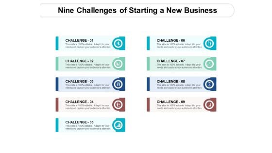 Nine Challenges Of Starting A New Business Ppt PowerPoint Presentation File Graphics Design