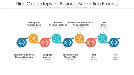 Nine Circle Steps For Business Budgeting Process Ppt PowerPoint Presentation Gallery Graphic Tips PDF