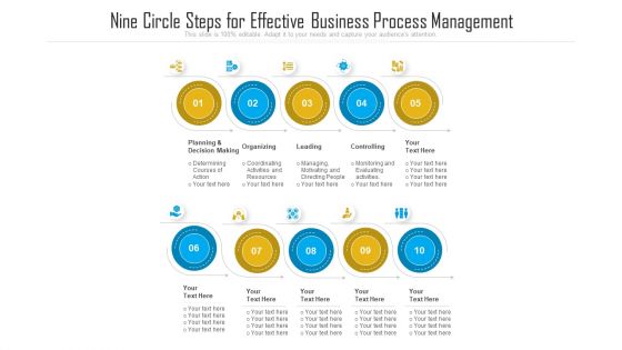 Nine Circle Steps For Effective Business Process Management Ppt PowerPoint Presentation File Visual Aids PDF