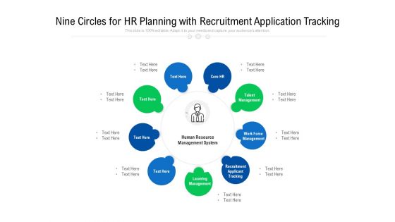 Nine Circles For HR Planning With Recruitment Application Tracking Ppt PowerPoint Presentation File Inspiration PDF