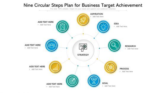 Nine Circular Steps Plan For Business Target Achievement Ppt Powerpoint Presentation Gallery Master Slide PDF