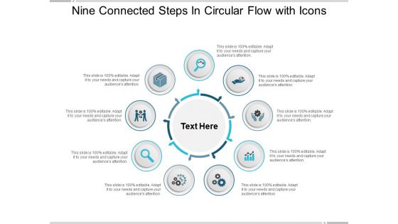 Nine Connected Steps In Circular Flow With Icons Ppt PowerPoint Presentation Infographics Themes