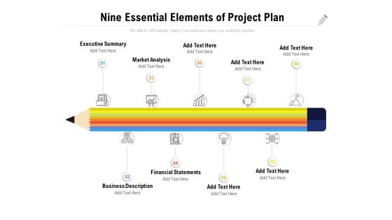 Nine Essential Elements Of Project Plan Ppt PowerPoint Presentation Styles Ideas