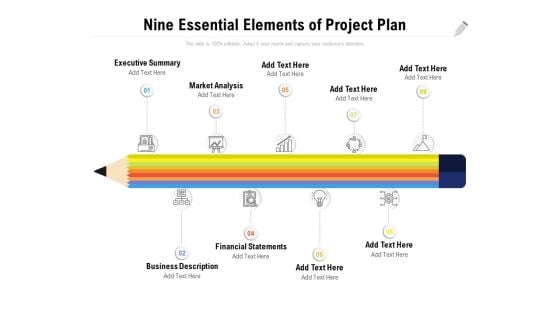 Nine Essential Elements Of Project Plan Ppt PowerPoint Presentation Styles Ideas