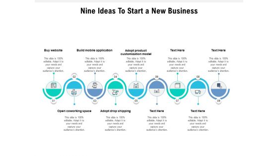 Nine Ideas To Start A New Business Ppt PowerPoint Presentation Portfolio File Formats PDF