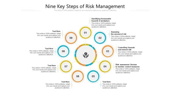 Nine Key Steps Of Risk Management Ppt PowerPoint Presentation Gallery Infographic Template PDF