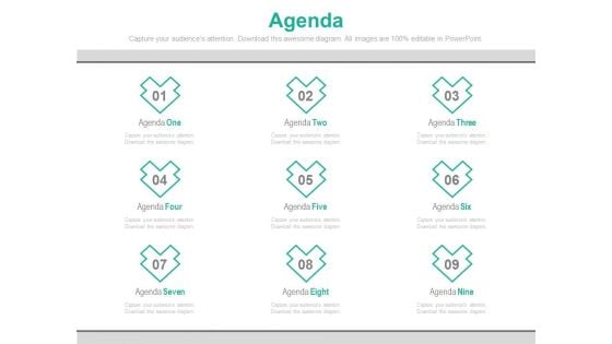 Nine Points For Implementation Of Agenda Powerpoint Slides Nine Points For Implementation Of Agenda Powerpoint Slides