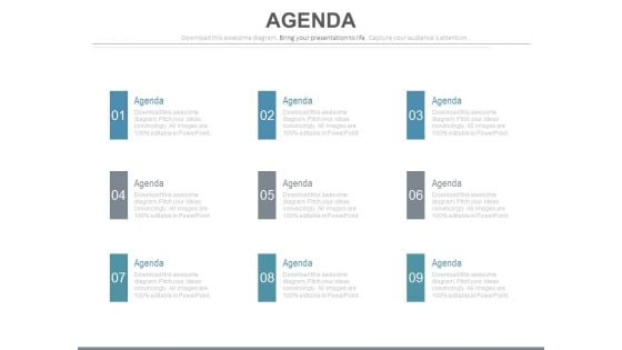 Nine Points For Review Of Agenda Powerpoint Slides Nine Points For Review Of Agenda Powerpoint Slides