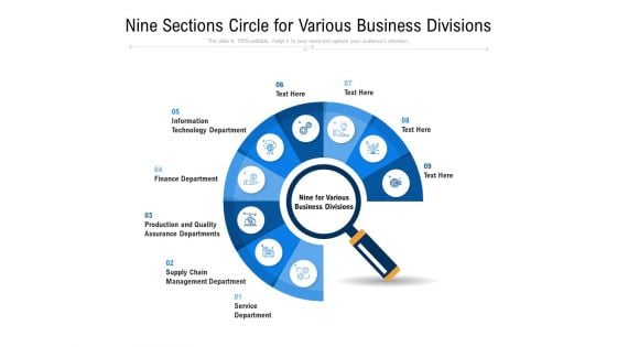 Nine Sections Circle For Various Business Divisions Ppt PowerPoint Presentation Gallery Brochure PDF