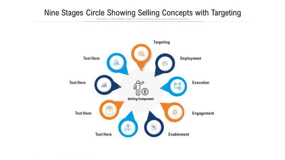 Nine Stages Circle Showing Selling Concepts With Targeting Ppt PowerPoint Presentation File Example PDF