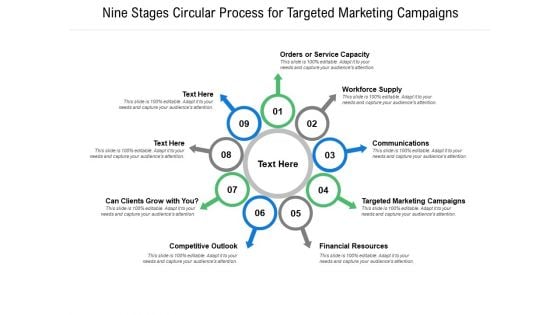 Nine Stages Circular Process For Targeted Marketing Campaigns Ppt PowerPoint Presentation Professional Ideas