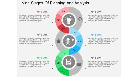 Nine Stages Of Planning And Analysis Powerpoint Templates