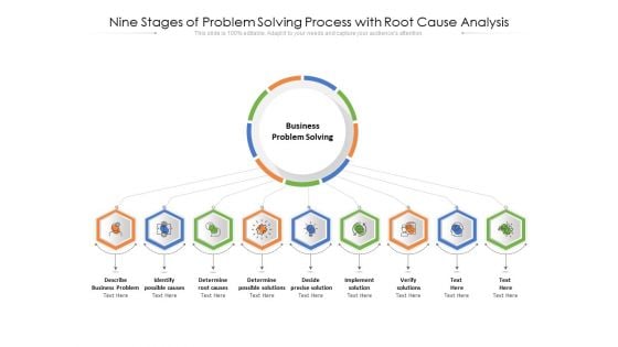 Nine Stages Of Problem Solving Process With Root Cause Analysis Ppt PowerPoint Presentation Slides Clipart PDF