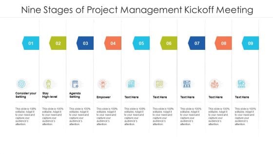 Nine Stages Of Project Management Kickoff Meeting Ppt PowerPoint Presentation Gallery Deck PDF