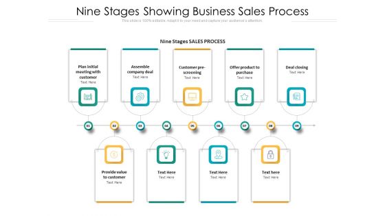 Nine Stages Showing Business Sales Process Ppt PowerPoint Presentation Gallery Skills PDF
