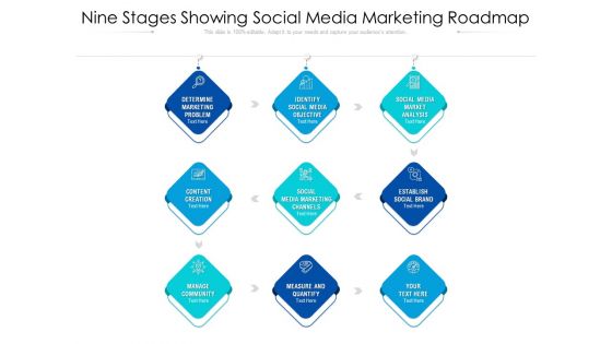 Nine Stages Showing Social Media Marketing Roadmap Ppt PowerPoint Presentation File Good PDF