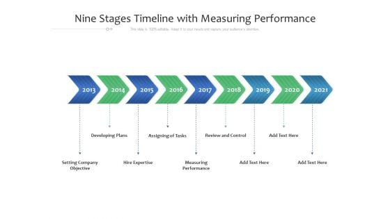 Nine Stages Timeline With Measuring Performance Ppt PowerPoint Presentation File Example File PDF