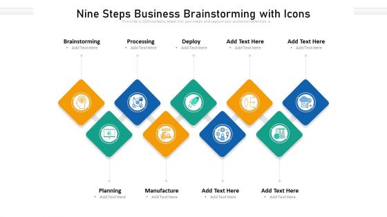 Nine Steps Business Brainstorming With Icons Ppt Powerpoint Presentation File Layout Ideas PDF